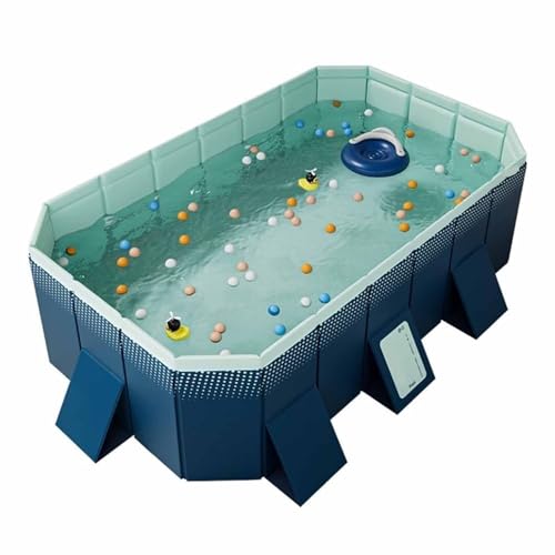 TUPOSTAR Oberirdisches Schwimmbad, Faltbare Rechteckige GroßE Sommer-AußEnpools, Innovativer Nicht Aufblasbarer Pool FüR Den Innenbereich,Blau,2.6m von TUPOSTAR