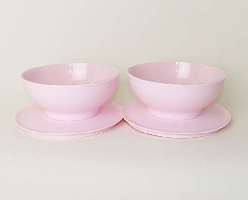 TUPPERWARE Allegra Servierschüssel 2x 275ml Rosa/Silber + Hängelöffel von Tupperware