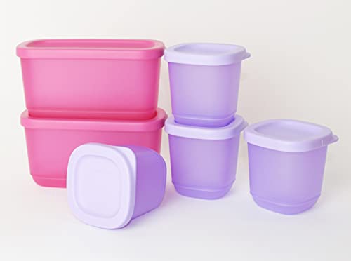 TUPPERWARE Eisscholle Cubix Gefrier-Behälter Gefrierbehälter 4X 110ml Flieder + 2X 250ml Pink + Mini Trichter Lila von Tupperware