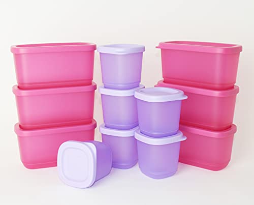 TUPPERWARE Eisscholle Cubix Gefrier-Behälter Gefrierbehälter 6X 110ml Flieder + 6X 250ml Pink + Mini Trichter Lila von Tupperware