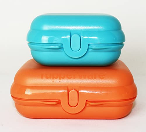 TUPPERWARE MaxiTwin Set Twin Gr. 2 Ziegelrot + Gr. 1 Türkis Uni + Kugelschreiber Touchpen metallicblau von TUPPERWARE Mikrowelle