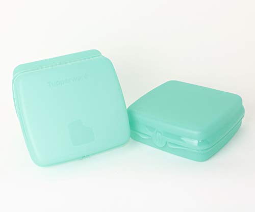 TUPPERWARE Lunchbox, Sandwichbox, Brotdose 2X Uni Türkis + Kugelschreiber von Tupperware