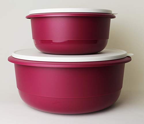 TUPPERWARE Peng Schüssel 9,5L + 3,5L in Brombeere Weiß Rührschüssel, Servierschüssel + Trinkbecher Prinzessin von Tupperware