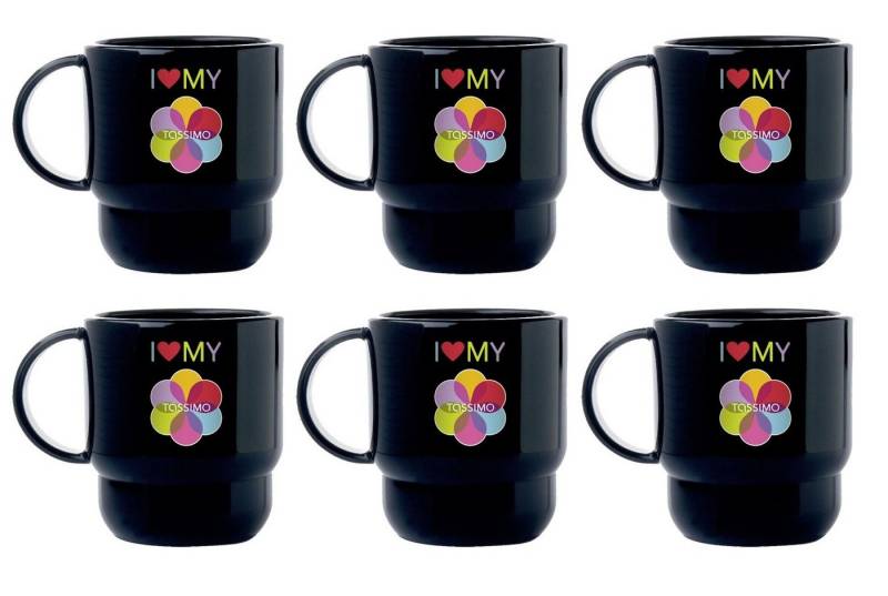 TUPPERWARE Tasse I (LOVE) MY TASSIMO, 6x Kaffeetasse Kunststoff Plastik Camping Set von TUPPERWARE