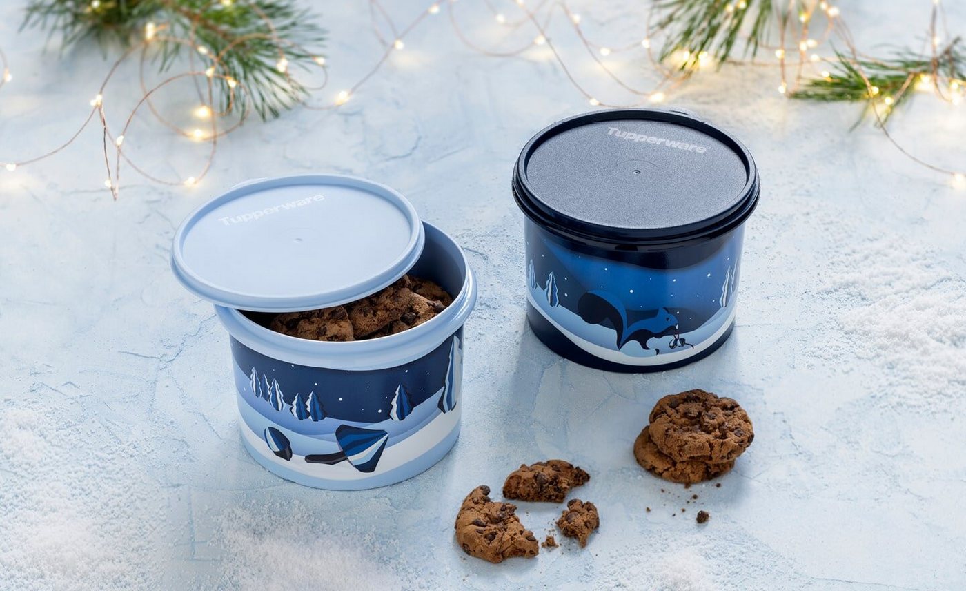 TUPPERWARE Vorratsdose Tupperware Rundix Dosen Set 2x 1,1L Winterwald Edition von TUPPERWARE