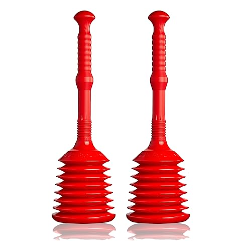 TURBO PRODUKTE Turbo Stampfer Rot - Pömpel rohrfrei - Saugglocke für Toilette, Waschbecken, Dusche uvm. - maximale Saugkraft - 5-faches Ansaugvolumen 2er Set von TURBO PRODUKTE