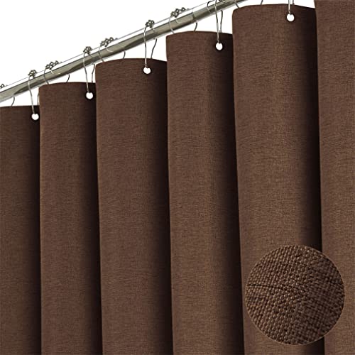 Premium Duschvorhang Leinen Stoff Textil 240x200cm Wasserdicht Anti-Schimmel für Badezimmer Coffee 180x200cm von TURIM