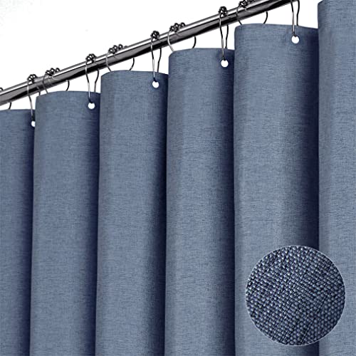 Premium Duschvorhang Leinen Stoff Textil 240x200cm Wasserdicht Anti-Schimmel für Badezimmer Hellblau 180x200cm von TURIM