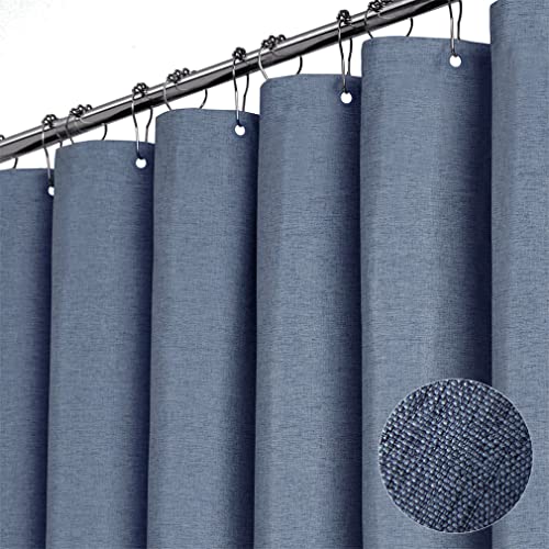 Premium Duschvorhang Leinen Stoff Textil 240x200cm Wasserdicht Anti-Schimmel für Badezimmer Hellblau 240x200cm von TURIM