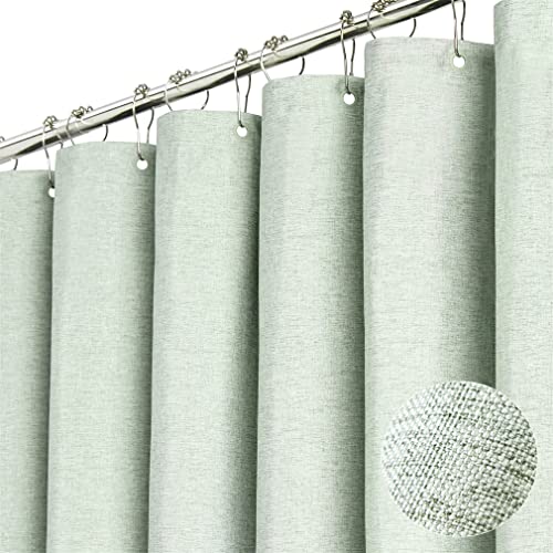 Premium Duschvorhang Leinen Stoff Textil 240x200cm Wasserdicht Anti-Schimmel für Badezimmer Minz 180x200cm von TURIM