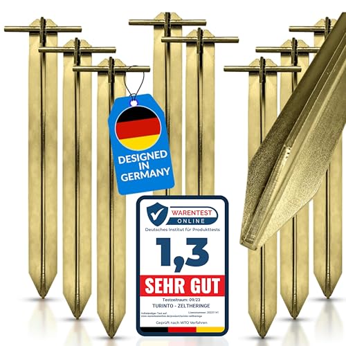 8X Stück stabile Zelt-Heringe für sicheres Camping und Outdoor-Erlebnisse [Extra Starke Schweißnähte] aus extra Stark und robustem Stahl mit T-Profil für maximale Stabilität Länge 30 cm. inkl. E-booch von TURINTO
