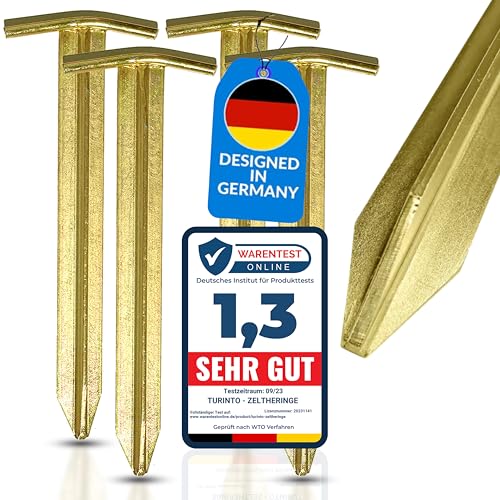 Turinto® X4 Stück Zelt-Heringe mit Haken für sicheres Camping und Outdoor-Erlebnisse aus Extra Stark und robustem Stahl für maximale Stabilität Länge 30 cm inkl. E-Bock von TURINTO