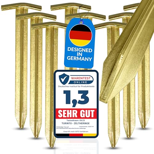 Turinto® X8 Stück Starke Zelt-Heringe [Starke Aufhängehaken] zum Seilaufhängen für sicheres Camping und Outdoor-Erlebnisse aus robustem Stahl für maximale Stabilität Länge 30 cm inkl. E-Bock von TURINTO