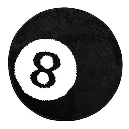 TURKUAZ LABEL Magic 8 Ball Teppich – 61 cm weiß & schwarz runder Teppich für 8 Bälle Dekor, Pool Dekor & Alt Room Decor Aesthetic von TURKUAZ LABEL