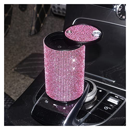 TURRA Auto Aschenbecher Smoke Cup Holder Aufbewahrungsbecher Aschenbecher Pink Strass Aschenbecher kompatibel mit Autos Diamond Assessoires Interior kompatibel mit Frauen (Color : Pink) von TURRA