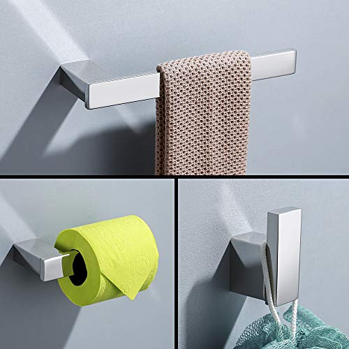 TURS 3-teiliges Badezimmer-Zubehör-Set SUS 304 Edelstahl Toilettenpapierhalter Handtuch Gestell Robe Haken Handtuchhalter Roll-Papier-Halter Wandhalterung, Poliert, N1008P von TURS