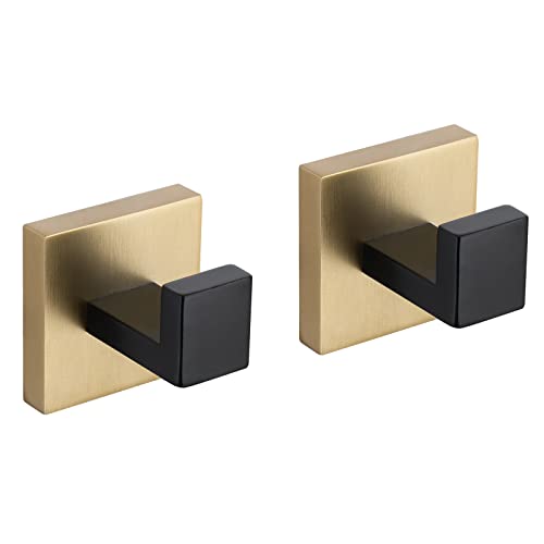 TURS Handtuchhaken Handtuch Kleiderhaken Holder Edelstahl handtuchhaken Matt schwarz+Gold 304 Edelstahl Handtuchhaken Wandmontage Badezimmer Handtuchstange Badetuchhalter Bad WC Küche von TURS