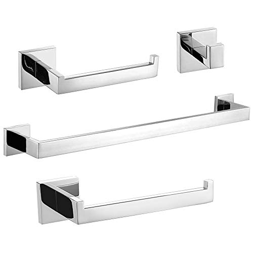 TURS Q7CHP4-40 cm Badezimmer-Zubehör-Set, poliert, Wandmontage, hochwertiger Edelstahl, 4-teilig von TURS