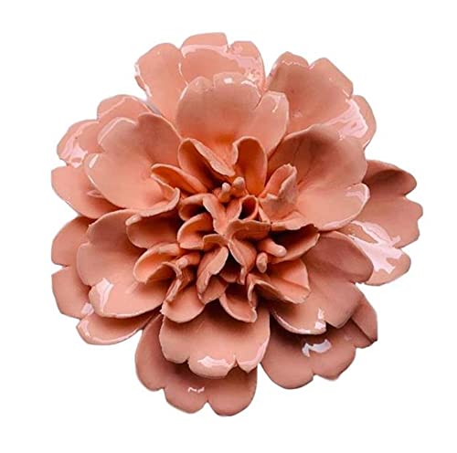 Keramik Orange Pfingstrose Jasmin Blume handgefertigte Skulptur 3D Wandkunst Dekor Home Wohnzimmer Büro Hochzeitsgeschenk 15cm von TURSGYZ