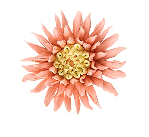 Künstliche handgefertigte Keramik Orange Chrysantheme Blume Skulptur 3D Wandkunst Dekor Home Office Hochzeitsgeschenk 12cm von TURSGYZ