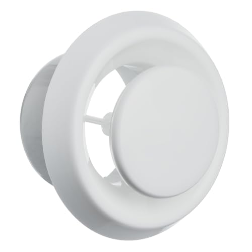 TURvent 100mm Weiß Tellerventil - Einstellbarer Diffusor für Wand und Decke - Zuluft und Abluftventil aus Kunststoff - Runde Lüftungsabdeckung Lüftungsgitter für Badezimmer Küche Garage von TURVENT