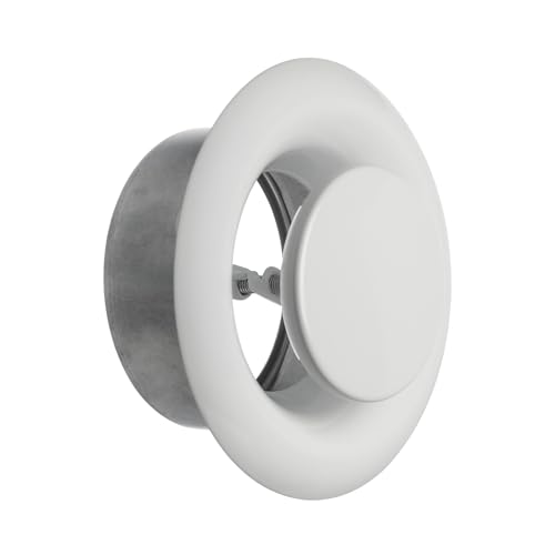 TURvent 100mm Weiß Tellerventil - Einstellbarer Diffusor für Wand und Decke - Abluftventil aus Metall - Runde Lüftungsabdeckung Lüftungsgitter für Badezimmer Küche Garage von TURVENT