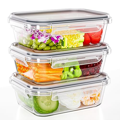 TUSEASY Frischhaltedosen Glas mit Deckel, 1040ml Meal Prep Boxen 3er-Set, Tupperdosen Set Glasbehälter Glasschüssel Lunchbox Glas Vorratsdosen Luftdicht Aufbewahrungsbox Küche TUSEASY Frischhaltedosen Glas mit Deckel, 1040ml Meal Prep Boxen 3er-Set, Tupperdosen Set Glasbehälter Glasschüssel Lunchbox Glas Vorratsdosen Luftdicht Aufbewahrungsbox Küche von TUSEASY