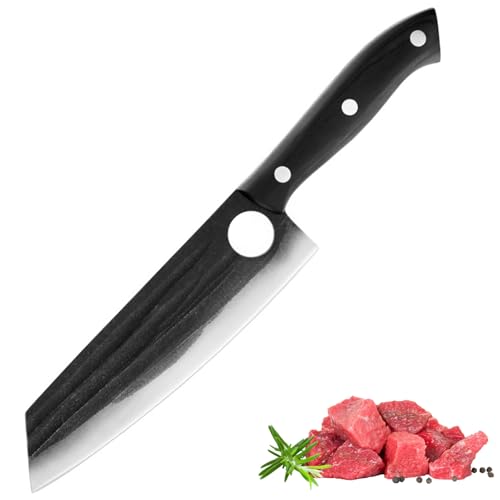 TUTCHUAN Japanische Kiritsuke Messer Professionelle Küche Küchenchef Hand geschmiedet KochenMesser Full Tang High Carbon Steel Fleisch Sushi Messer mit ergonomischen Holzgriff von TUTCHUAN