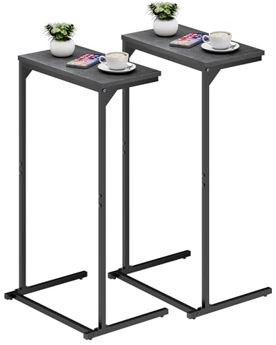 TUTOTAK C-förmiger Beistelltisch, kleiner Beistelltisch, 2er-Set, 72,9 cm hoch, Nachttisch, Wohnzimmer, Schlafzimmer, Greige TB01BK0712EU von TUTOTAK