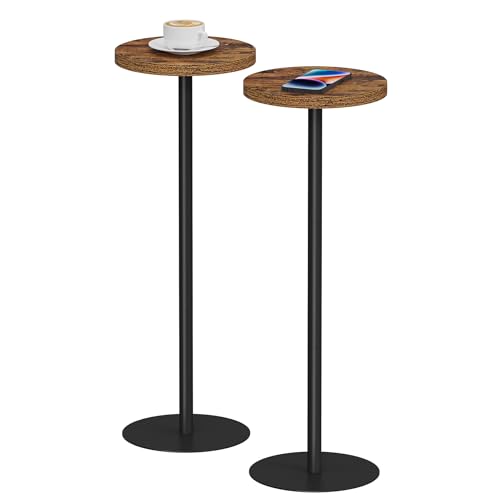 TUTOTAK Hoher runder Beistelltisch, kleiner Beistelltisch, 2er-Set, Getränketisch, Standtisch, Wohnzimmer, Braun V1TB01BB0652EU von TUTOTAK
