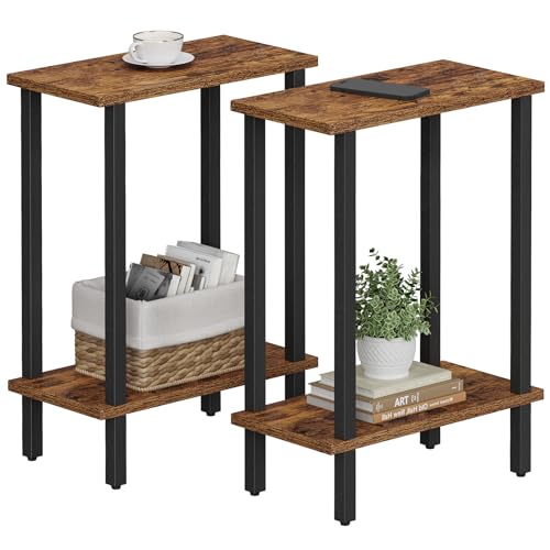 TUTOTAK Kleiner Beistelltisch, schmaler Beistelltisch, 2er-Set, schmaler Sofatisch, schmaler Nachttisch, Wohnzimmer, Schlafzimmer, Braun TB01BB0622EU von TUTOTAK