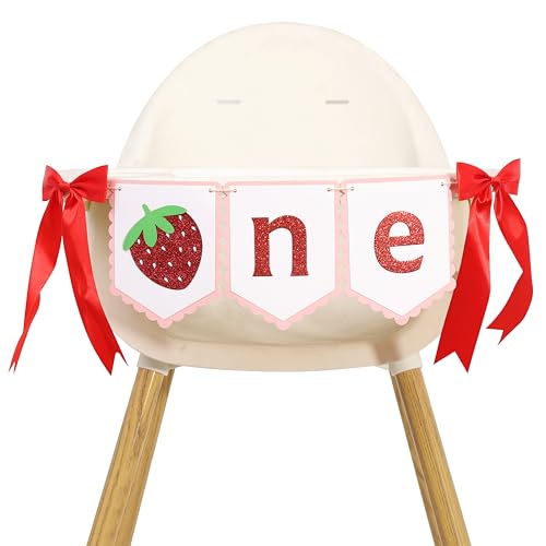 Strawberry First Birthday Hochstuhl Banner (Strawberry One Banner) von TUTOTU
