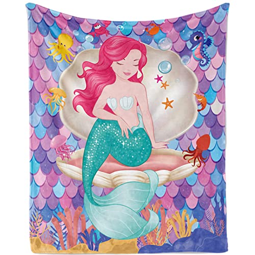 Decke Meerjungfrau Kuscheldecke Meerjungfrau Weich Plüsch Leichtgewicht Wohndecke Meerjungfrau Flanell Fleecedecke für Mädchen Jungen Jugendliche Geschenk Sofadecke Couch Decke, Purple, 130x150cm von TUTUXMA