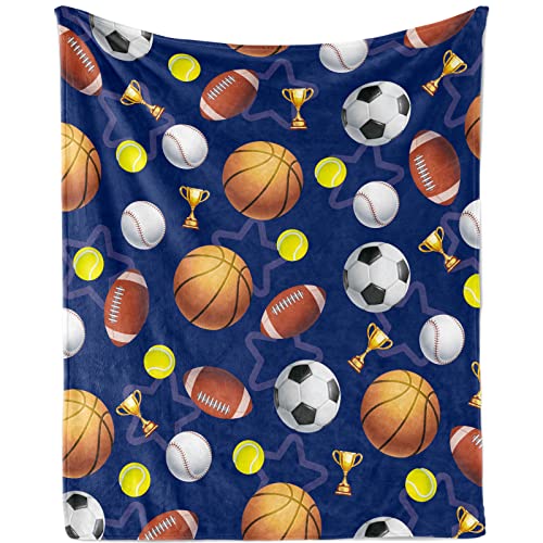 Kuscheldecke Kinder Sportbälle, Weich Flauschig Sportbälle Decke für Jungen, Plüsch Kuscheldecke Decke Flanell Fleecedecke mit Basketball Fußball Rugby Muster für Sofadecke Couch Decke, 100x130cm Kuscheldecke Kinder Sportbälle, Weich Flauschig Sportbälle Decke für Jungen, Plüsch Kuscheldecke Decke Flanell Fleecedecke mit Basketball Fußball Rugby Muster für Sofadecke Couch Decke, 100x130cm von TUTUXMA