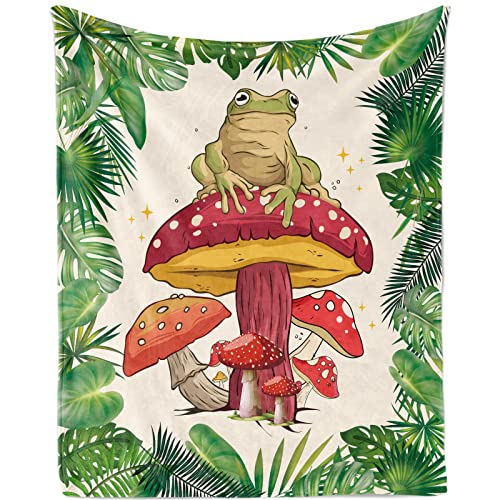 Kuscheldecke Pilz, Weich Flauschig Frosch Pilz Babydecke für Kinder Mädchen Jungen, Plüsch Kuscheldecke Pilz Tropische Pflanzen Decke Flanell Fleecedecke Geschenk für Sofadecke Couch Decke, 100x130cm von TUTUXMA