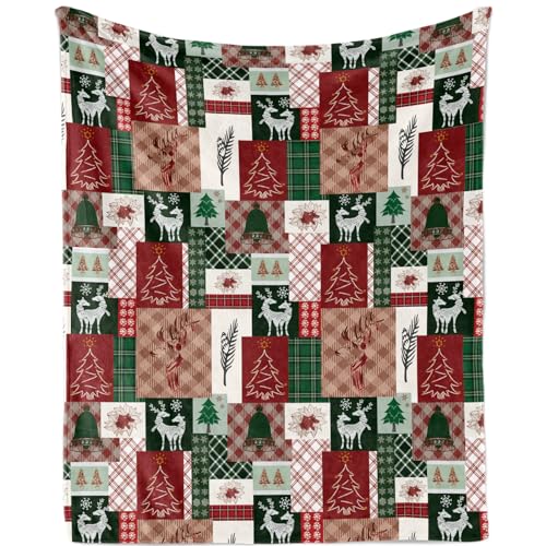 Kuscheldecke Weihnachten Decke, Flauschig Weihnachtsdecke Fleecedecke Wohndecke Weihnachts Decke Geschenke für Kinder, Rot Grün Weich Plüsch Warm Weihnachtsdecke für Weihnachten Deko, 130x150cm von TUTUXMA