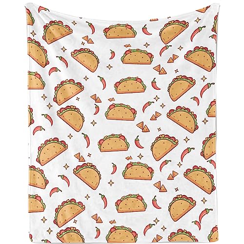 Taco-Überwurfdecke für Jungen und Mädchen, weiche, gemütliche Taco-Decke, Geschenke für Taco-Liebhaber, leichte Taco-Decke, flauschig, warm, niedlich, Tacos, Überwurfdecke für Couch, Sofa, Bett, 127 x von TUTUXMA