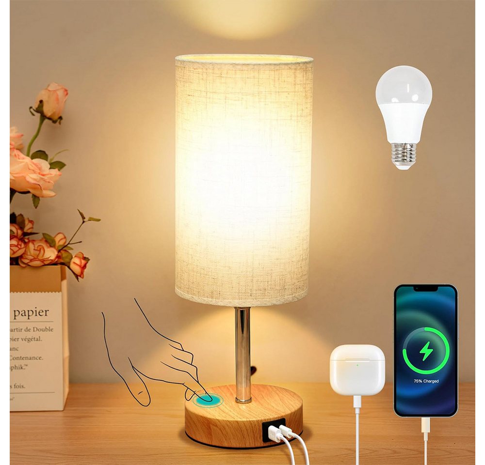 TUWENA LED Nachttischlampe LED-Schreibtischlampe mit USB-A/C-Anschlüssen und Touch-Dimmer TUWENA LED Nachttischlampe LED-Schreibtischlampe mit USB-A/C-Anschlüssen und Touch-Dimmer von TUWENA