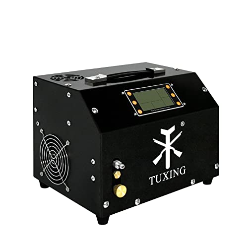TUXING PCP-Luftkompressor, LCD-Display-Version, Auto-Stop 4500 Psi/30 MPa, öl-/wasserfrei, eingebauter Transformator/Ablasssystempumpe für PCP-Luftgewehre und Luftpistolen von TUXING