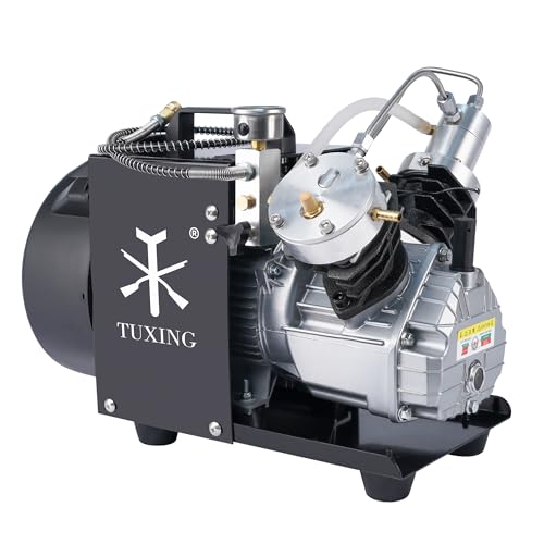 TUXING 4500Psi PCP Luftkompressor, Tauchflaschen-Kompressor, Hochdruck-Luftkompressor-Pumpe für Scuba, Luftgewehr betrieben von 12V Auto oder Haus 220V (TXEDM041) von TUXING