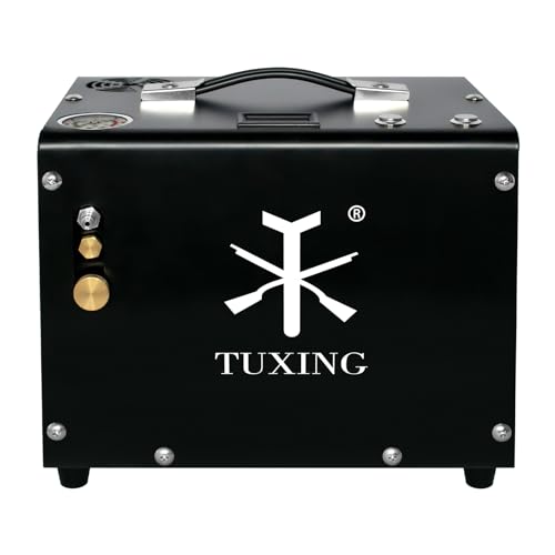 TUXING 4500Psi Pcp Luftkompressor,Öl/Wasser-frei,Eingebauter Transformator/Ablassystem,Betrieben durch Auto 12VDC oder Haus 220VAC mit Adapter (mitgeliefert),Pumpe für PCP Luftgewehre und Luftpistolen von TUXING