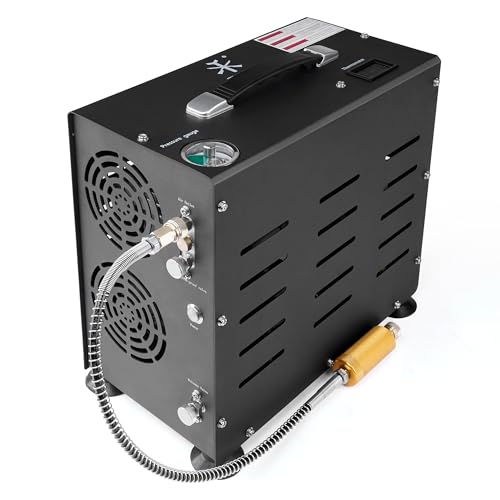 TUXING PCP-Luftkompressor, 4500 PSI/30 MPa, tragbarer 800-W-Doppelzylinder-PCP-Luftgewehrkompressor, Auto-Stopp | Kompressorpumpe mit integriertem Lüfterkühlsystem für 2-Liter-Tauchflaschen von TUXING