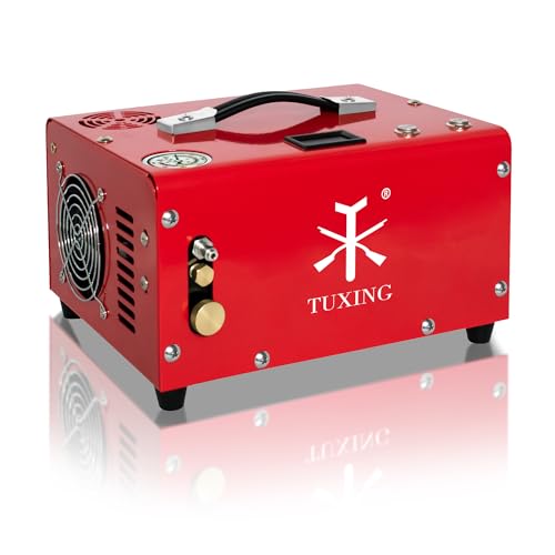 TUXING Pcp Kompressor, 300Bar Pcp LuftkompressorEingebauter Öl-Wasser-Abscheider mit externem 600W Power Adapter für Pcp Luftgewehr Paintball Tankfüllung 220V AC oder 12V Autobatterie von TUXING