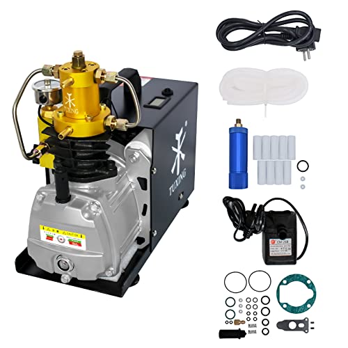 TUXING Pcp-Kompressor, 4500psi einstellbare Auto-Stopp-Version, Pcp-Luftkompressor, Hochdruckpumpe, Wasserkühlungs-Tauchpumpe für Pcp-Luftgewehr, Tauchflaschenaufladung 220 V von TUXING
