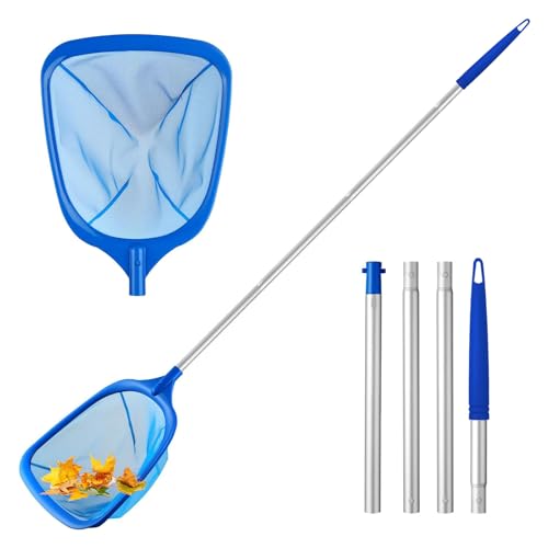TUXUNQING KJSXUUE Poolnetz mit Teleskopstiel, abnehmbarem Stiel, feinmaschigem Netz, Handkescher für Pool, Teich, Schwimmbad – Robustes Schöpfnetz zur effizienten Reinigung (150cm) von TUXUNQING