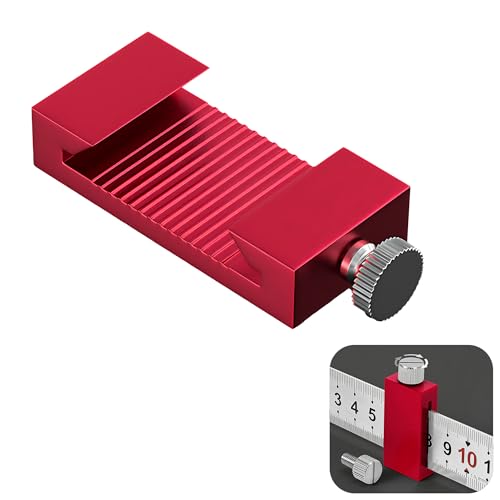 1 x roter 29 mm Karbonstahl-Lineal, Positionierungsblock, verstellbarer Lineal-Block für genaue Holzbearbeitung und Bastelprojekte, tragbares Lineal, Stopp-Zaun-Werkzeug für präzise Linienmarkierung von TUYOBG