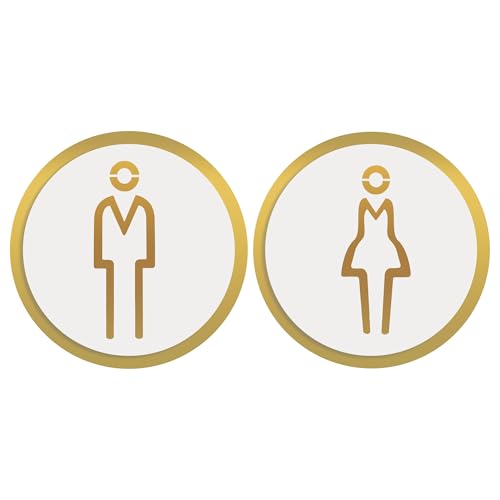 2 Stück Goldenes Rundes WC Schild Selbstklebend, mit Männer Frauen Symbol Toilettenschild, Elegantes Acryl WC Türschild, Modernes WC Schild Selbstklebend für Gäste WC Toilette und Deko WC 2 Stück Goldenes Rundes WC Schild Selbstklebend, mit Männer Frauen Symbol Toilettenschild, Elegantes Acryl WC Türschild, Modernes WC Schild Selbstklebend für Gäste WC Toilette und Deko WC von TUYOBG