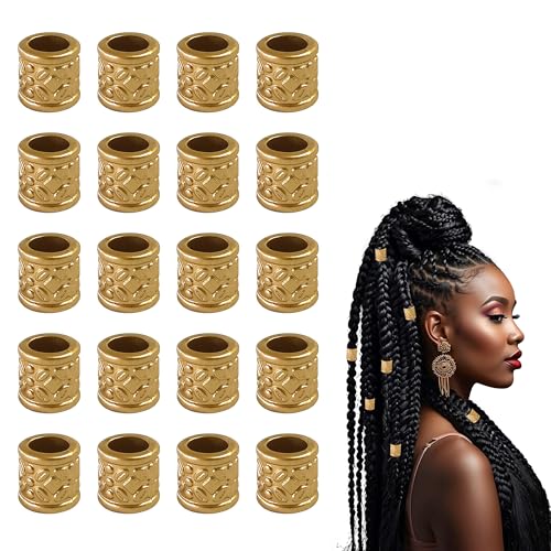 20 Stück Goldene Blütenform Bartperle, Stilvolle Wikinger Bartperlen und Dreadlocks Perlen – Gewebte Goldperlen, Robust & Langlebig – Praktisches DIY Haarschmuck Zubehör für Haar und Dreadlocks von TUYOBG
