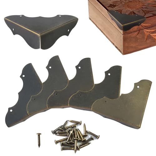 Eckenschutz Vintage Metall 5er-Set – Retro Kantenschutz aus Eisen für Tische, Holzkisten, Boxen & Möbel – Dekorative Eckenabdeckungen im Antikstil mit Befestigungsschrauben von TUYOBG