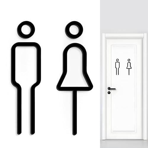 Modernes Schwarzes WC Schild Selbstklebend mit Männer Frauen Symbol Toilettenschild, Elegantes Acryl WC Türschild, als Gäste WC und Toilettentür Dekoration in Privaten und Öffentlichen Bereichen von TUYOBG